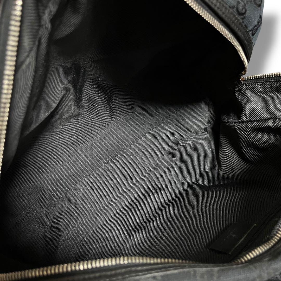 Gucci 黒 キャンバス レザー ハンドバッグ
