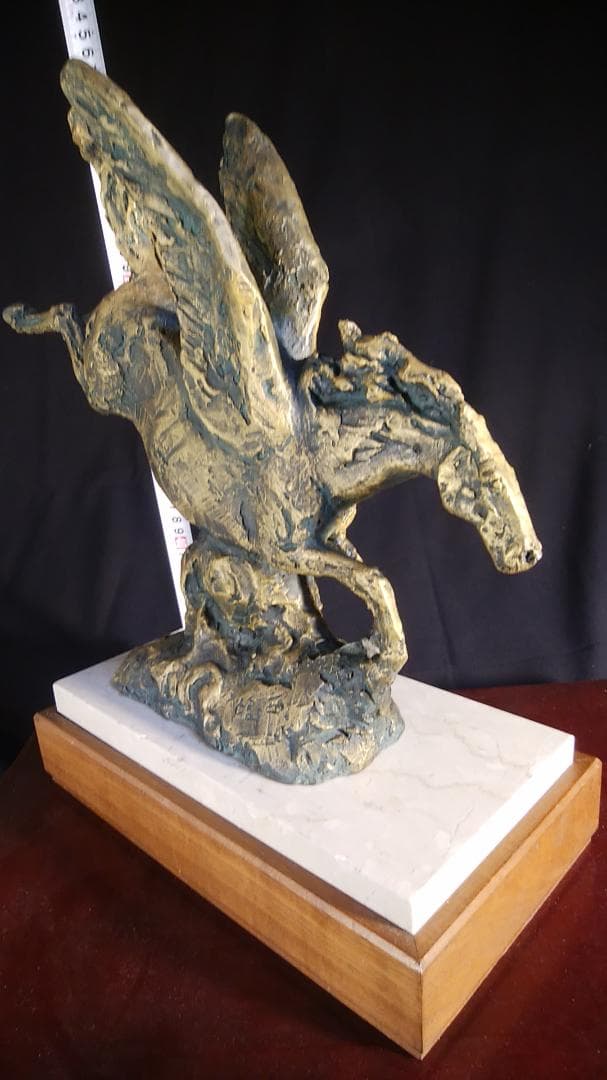 ブロンズ像 西望「春風」ペガサス天馬 高3４c重６kg/彫刻銅像/干支/縁起物