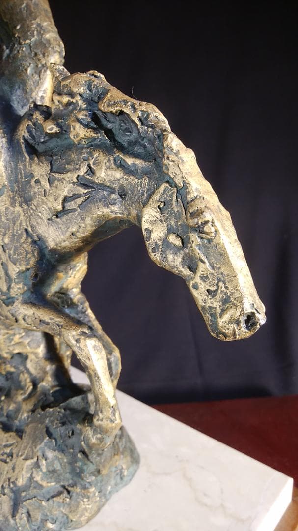 ブロンズ像 西望「春風」ペガサス天馬 高3４c重６kg/彫刻銅像/干支/縁起物