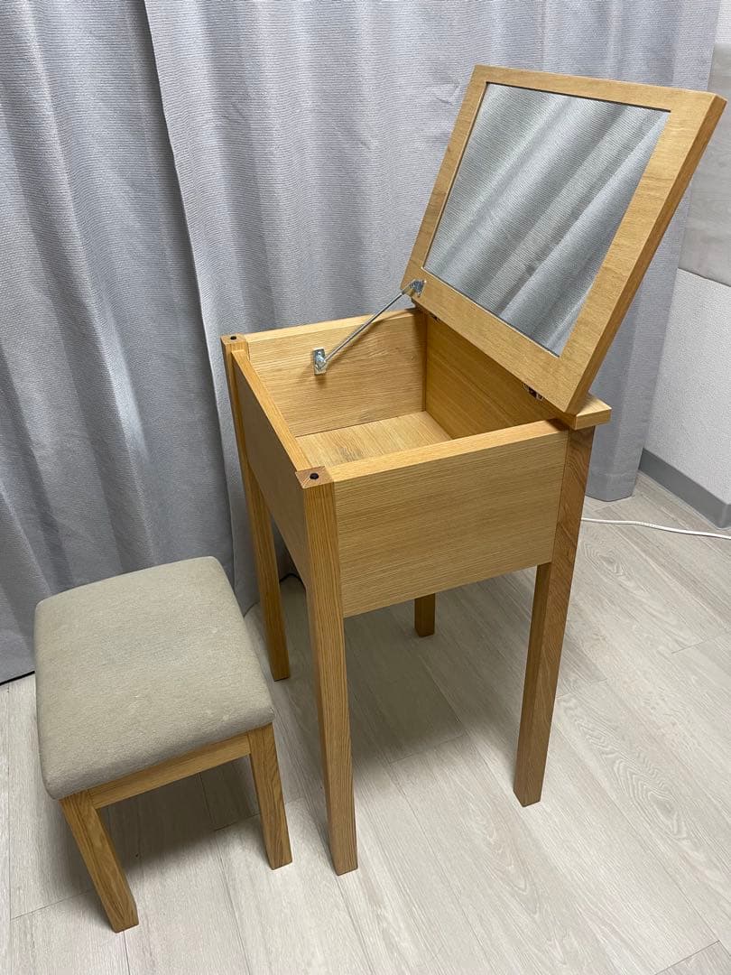 【もざんぬ】MUJI タモ材コンパクトドレッサー　スツール付き