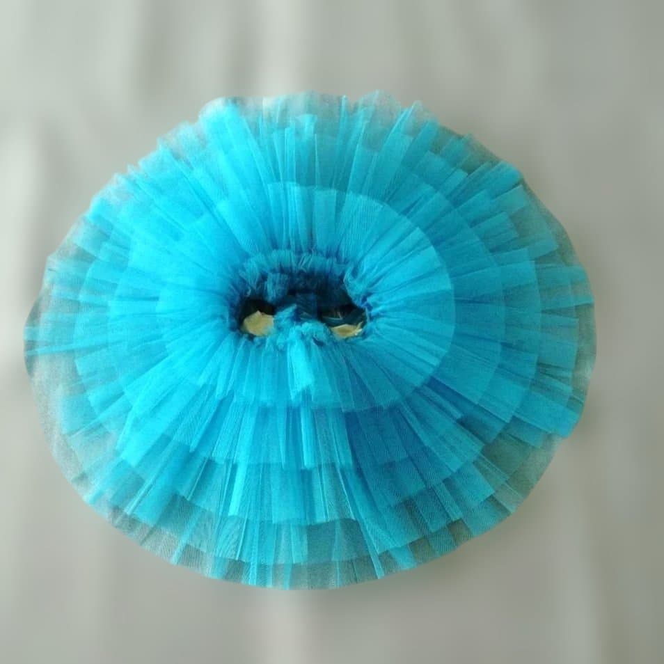 バレエ　シルビア製5号　水色クラシックチュチュ　髪飾り、袖付2着まとめ