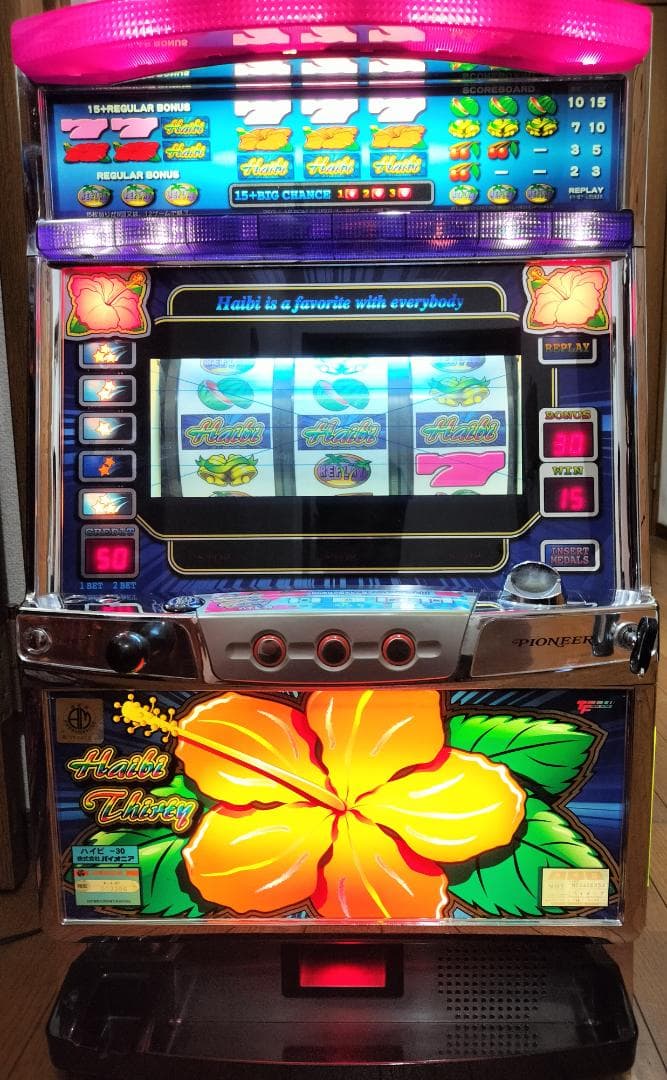 【パチスロ実機】パイオニア★『初代』ハイビ30【不要機付】４号機・希少台