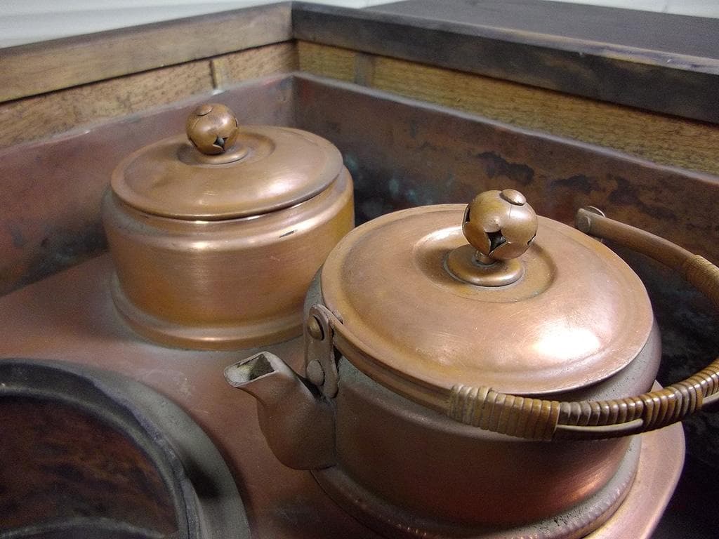 幅65cm 江戸火鉢 関東火鉢 長火鉢 燗銅壺 酒燗器 五徳つき 囲炉裏