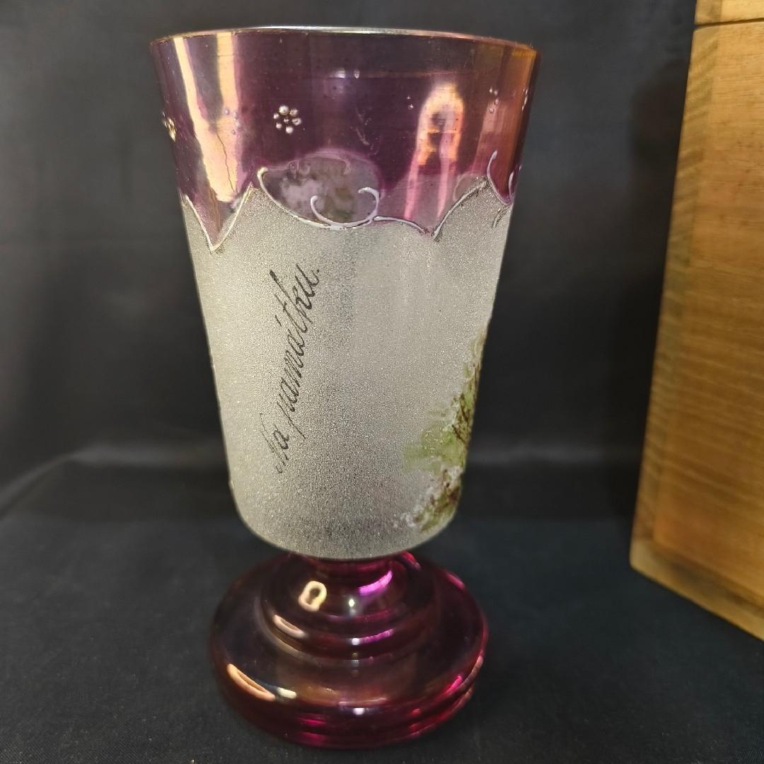 フランスガラス工芸品 手作り金赤グラス 西洋アンティーク