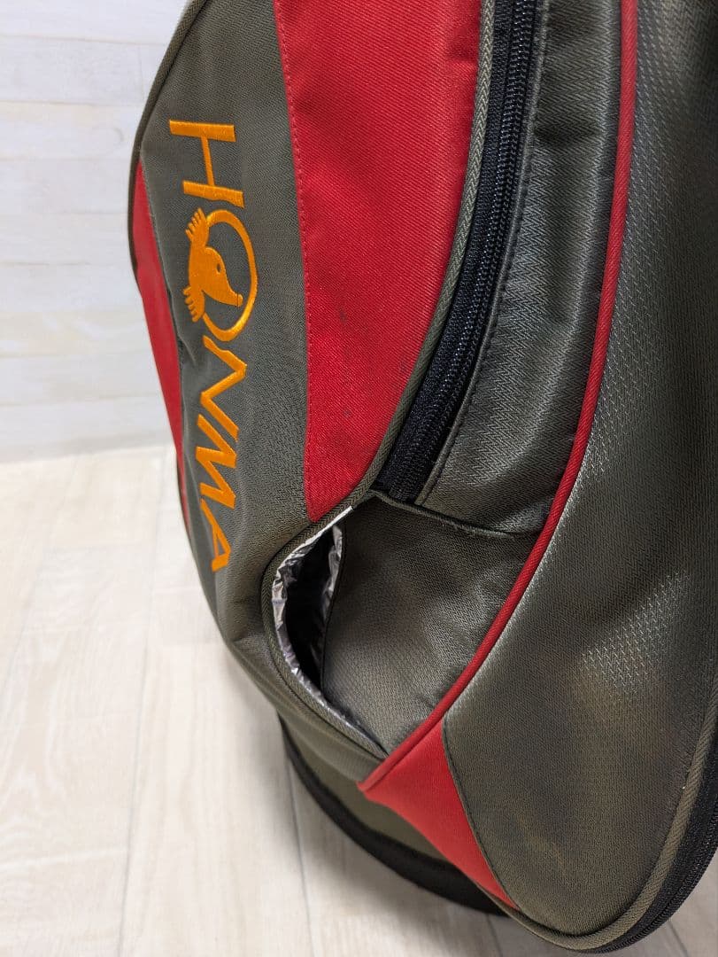 HONMA キャディバッグ スタンド付き レッド✕スモーキーグリーン