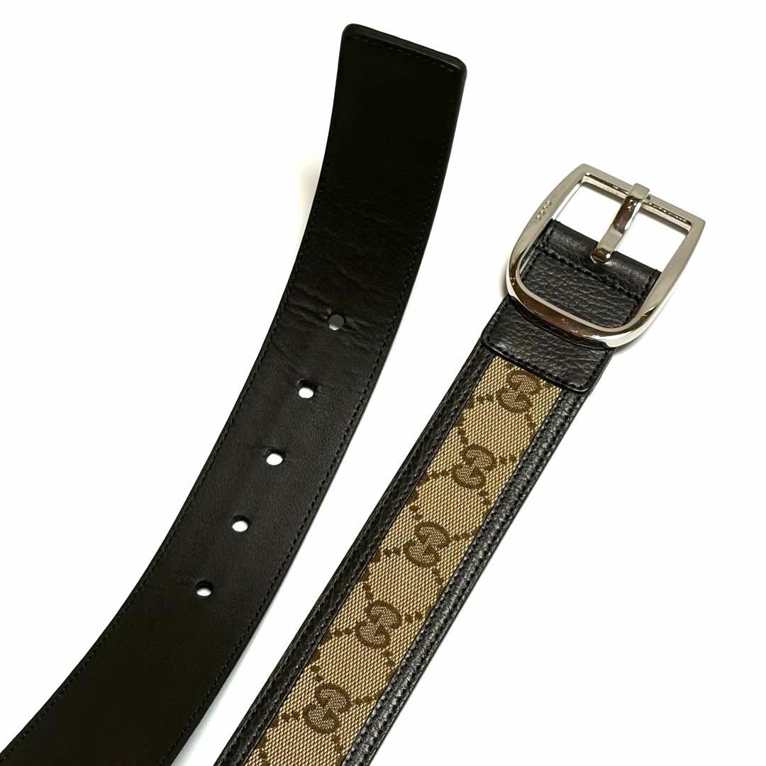 GUCCI ベルト GGキャンバス レザー ブラウン シルバー 美品