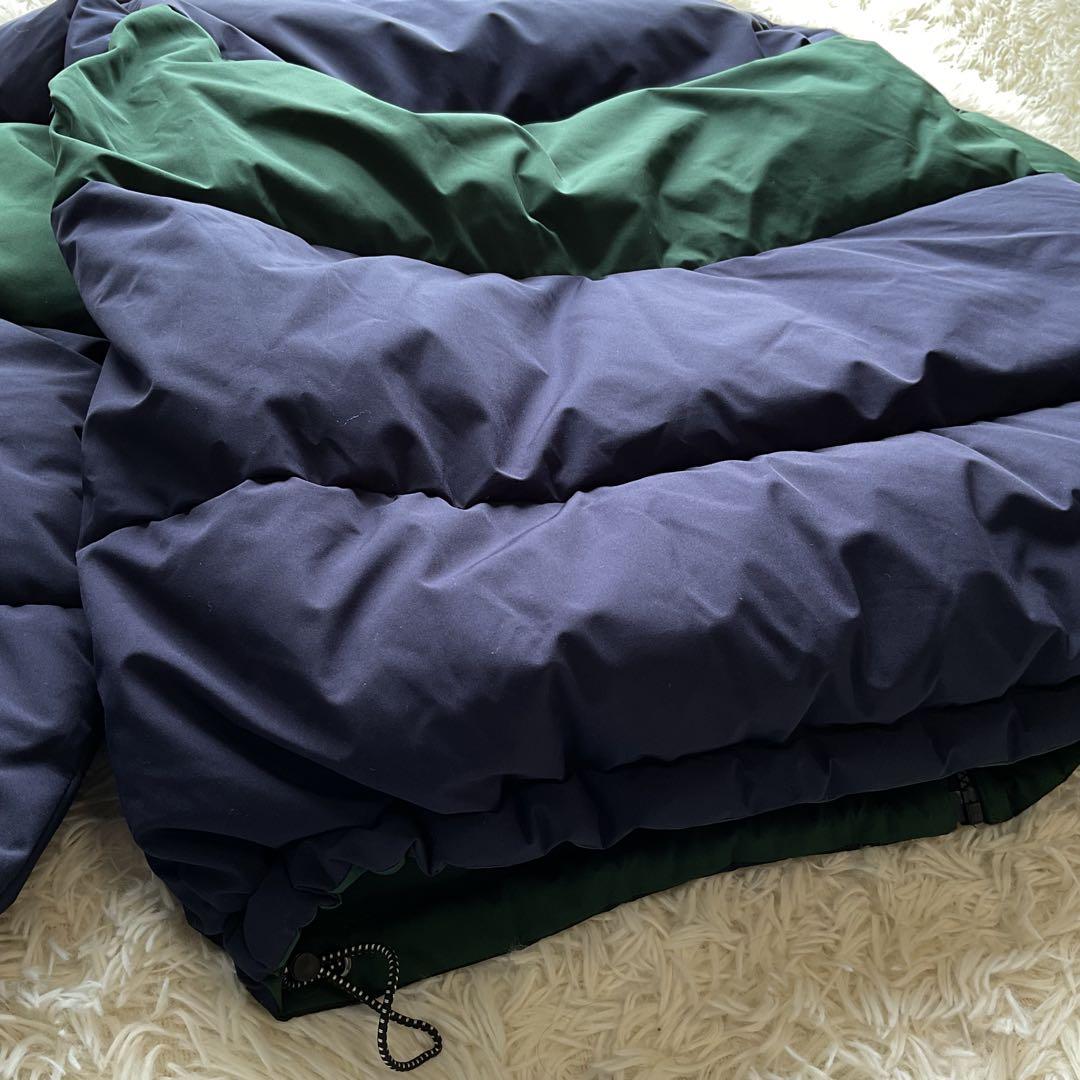 美品✨FTC 700FP ダウンジャケット　ボーダー柄　リバーシブル　L 紺×緑