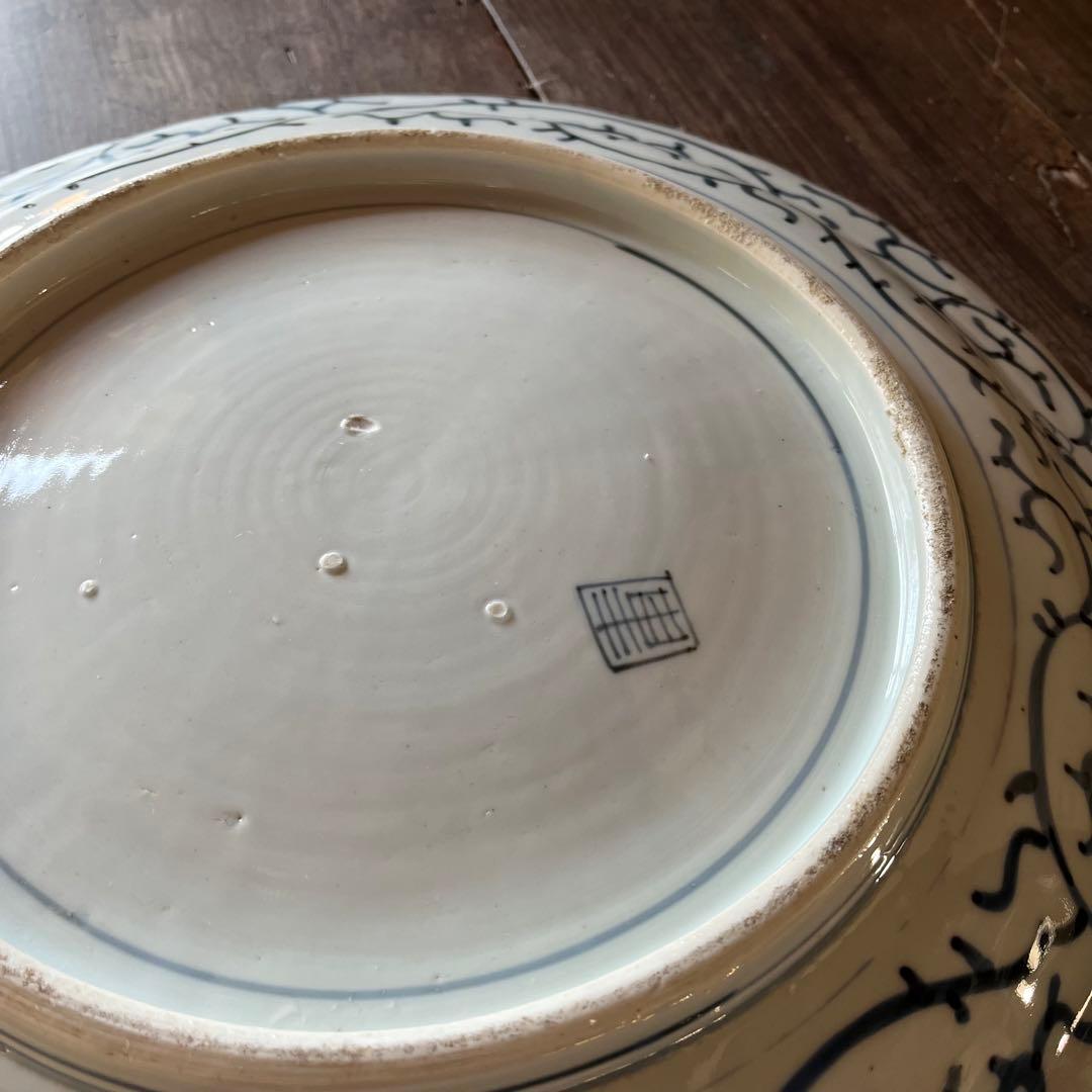 古伊万里　大皿　印判　染付　松竹梅　42cm