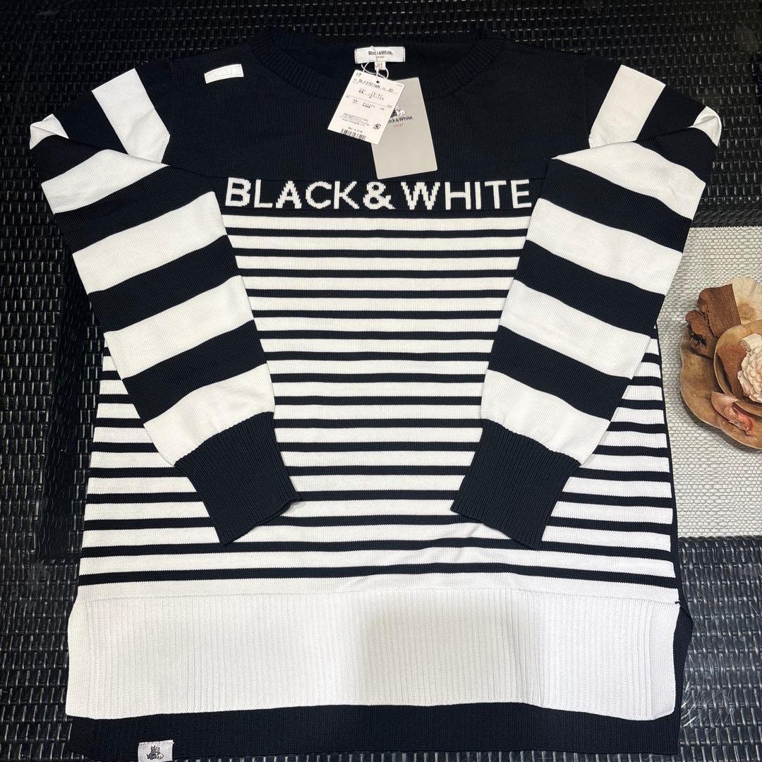 black&white ストラップニット