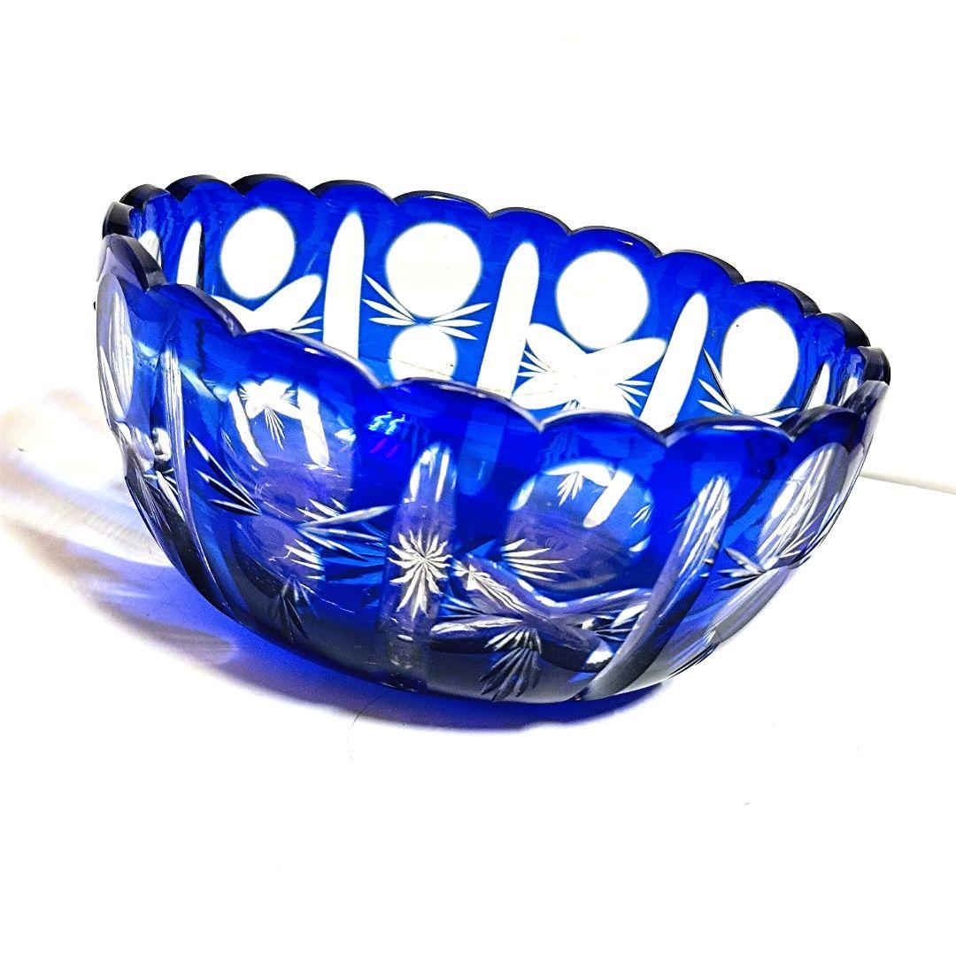 【希少】大正ロマン　切子　ウランガラス　大鉢