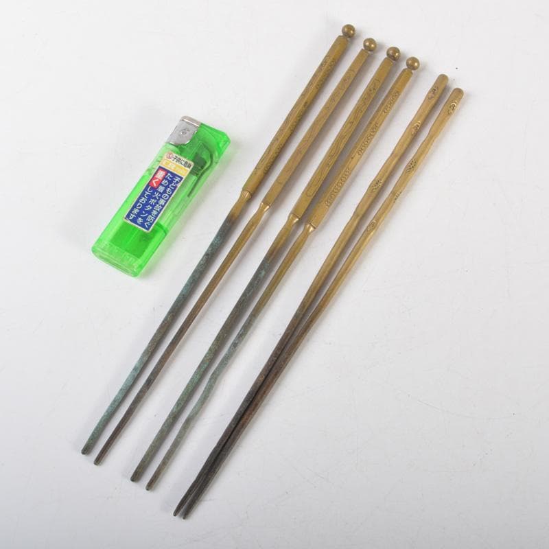 茶道具　黄銅　神獣文　火箸　三組まとめて　C　6466