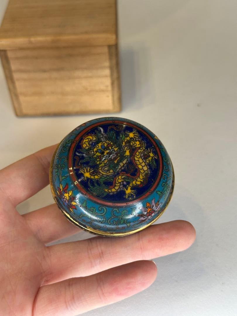 乾隆年製 香合 七宝焼 中国美術 骨董品 茶道具 共箱付