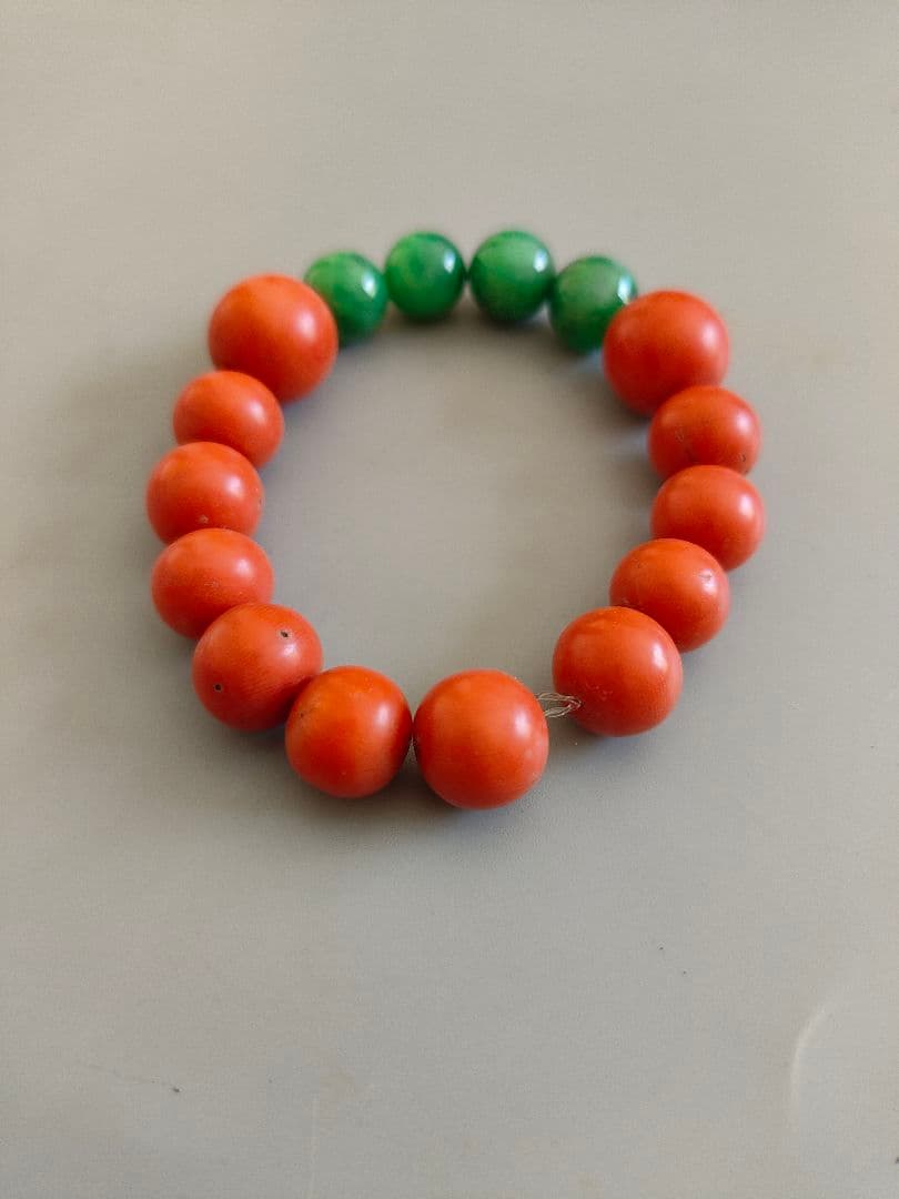 本珊瑚 翡翠玉 唐木箱付き 時代物