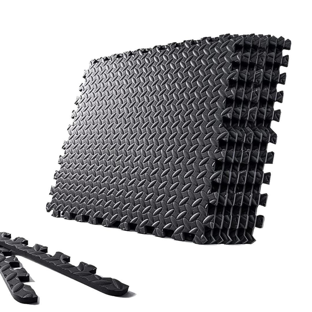 パズルマット 十字黒 波黒 ジョイントマット (十字黒/波黒, 48枚 )