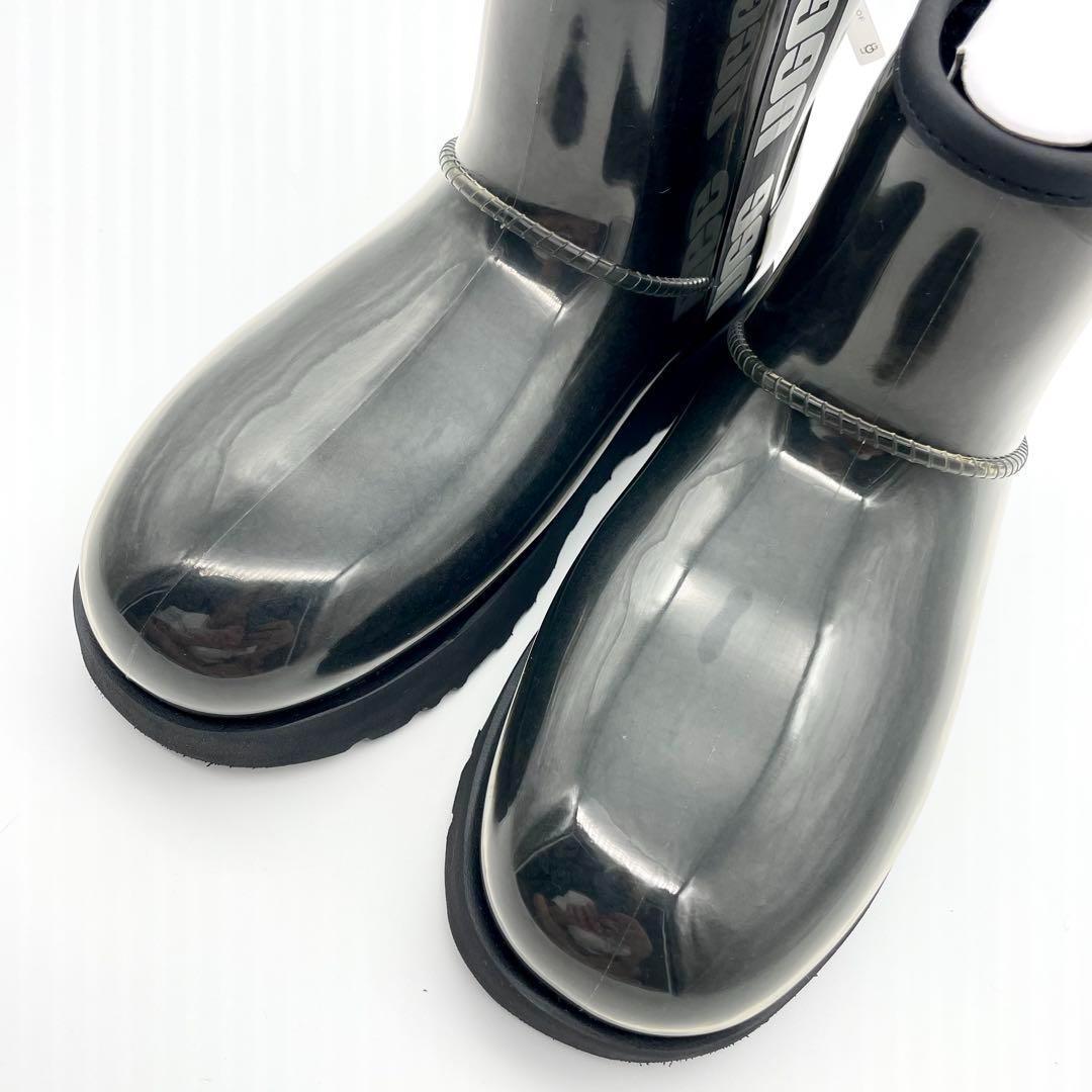 未使用・保管品★アグ　W クラシッククリアミニ　レインブーツ　黒　24cm