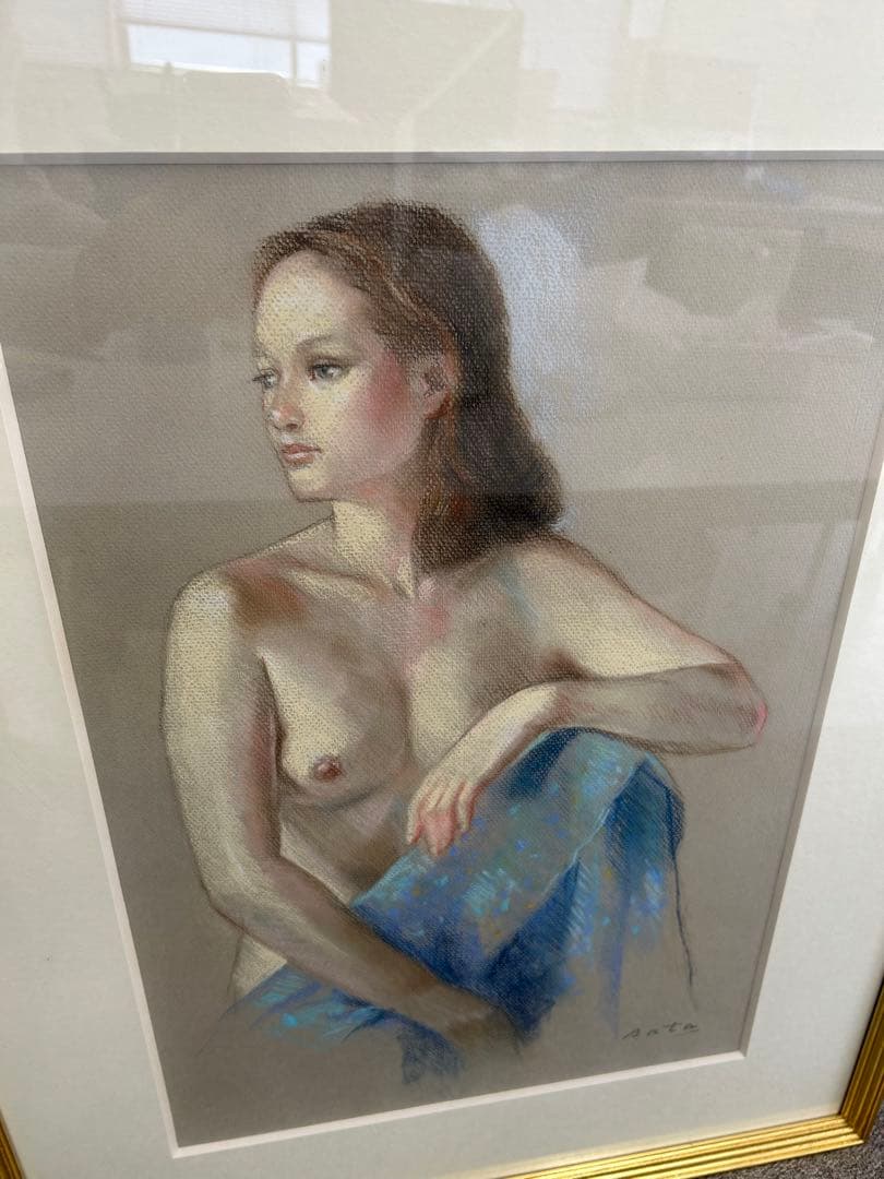 女性のヌードパステル画 裸婦 sata