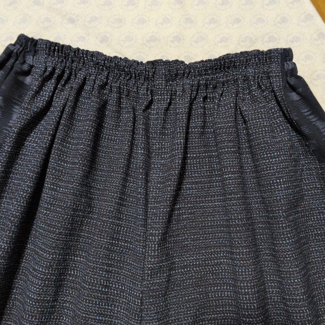 書生絣、久留米絣のワイドギャザーパンツ☆ハンドメイド