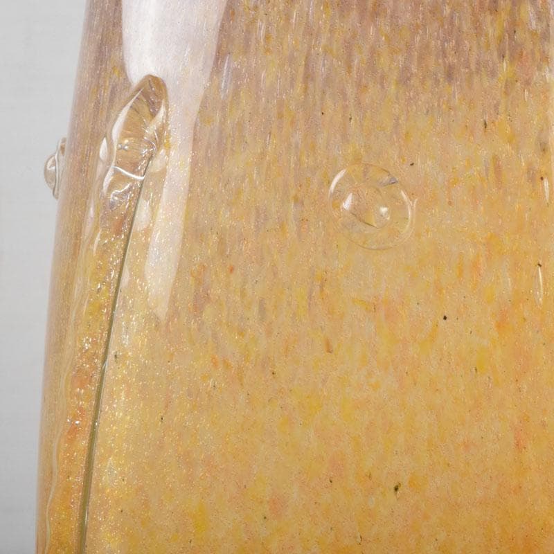 chika613 　岩田藤七作　黄地　耳付花瓶　花生　共箱　N　9177A