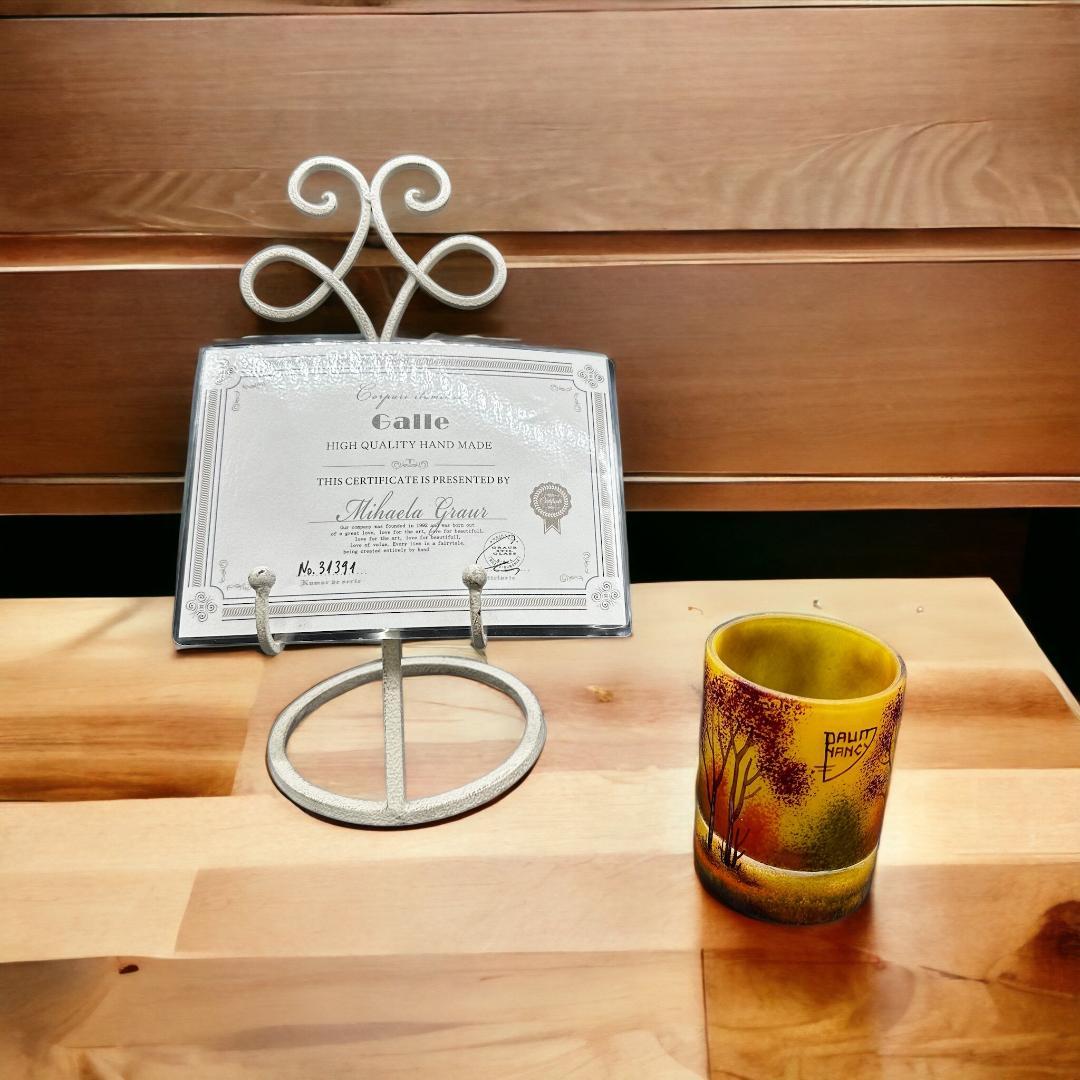 ドームナンシー　筒花瓶　技法アンテルカレール　被せガラス　高さ10.5cm