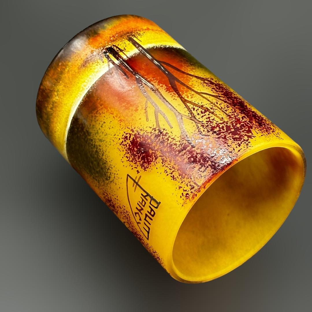 ドームナンシー　筒花瓶　技法アンテルカレール　被せガラス　高さ10.5cm