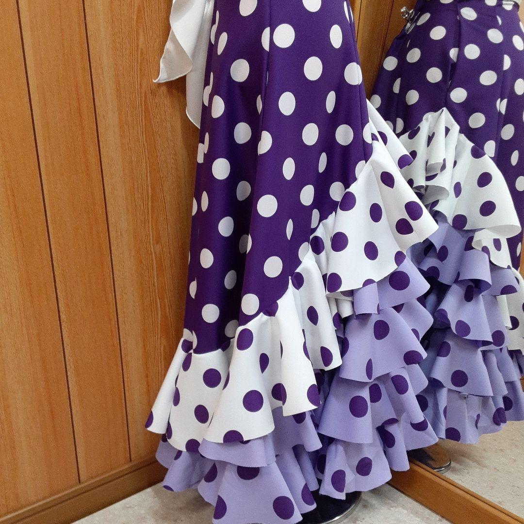 フラメンコ衣装　☆ファルダのみ　紫/白/藤色ファルダ