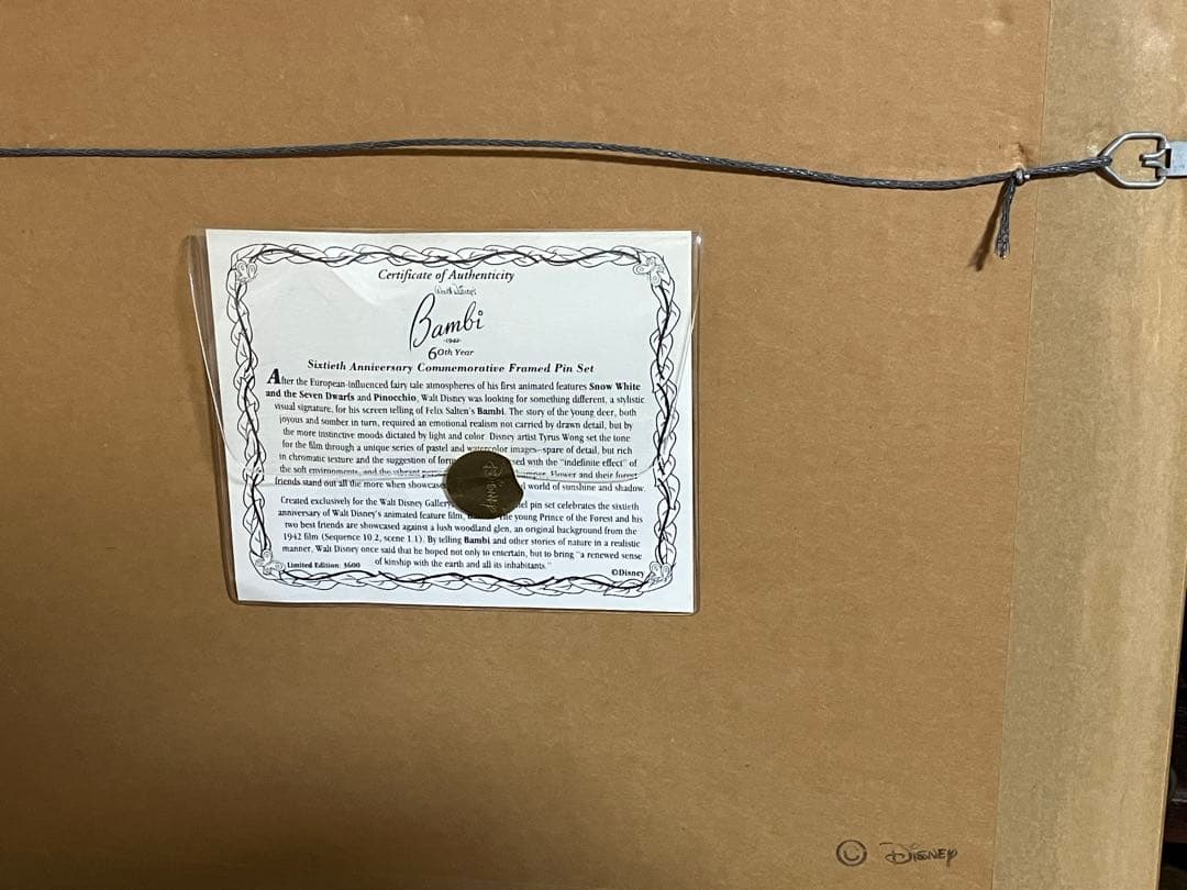 レア　限定品　ディズニー バンビ ピンバッジ　額装　ピンアート　アートフレーム