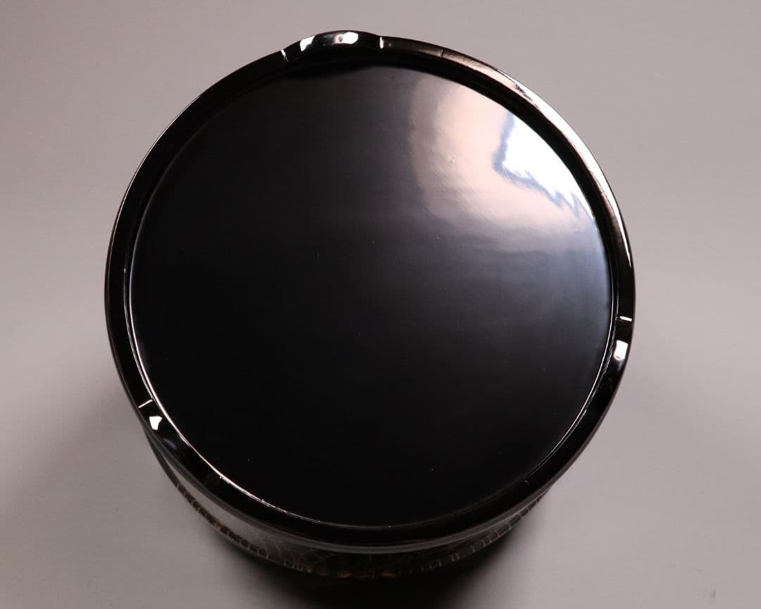 茶道具 輪島塗 若島孝雄 柳 金蒔絵 手桶 水指 共箱 黒塗 木製【MA187】