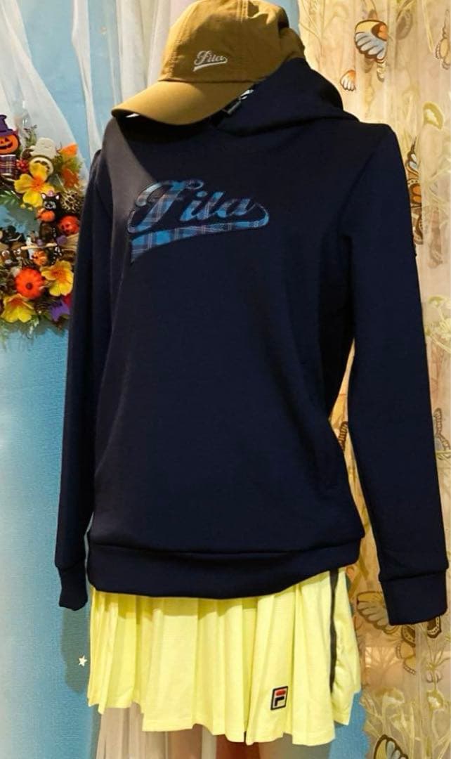 No.867 FILA スモーキーYELLOWのプリーツ☆新品☆XL☆