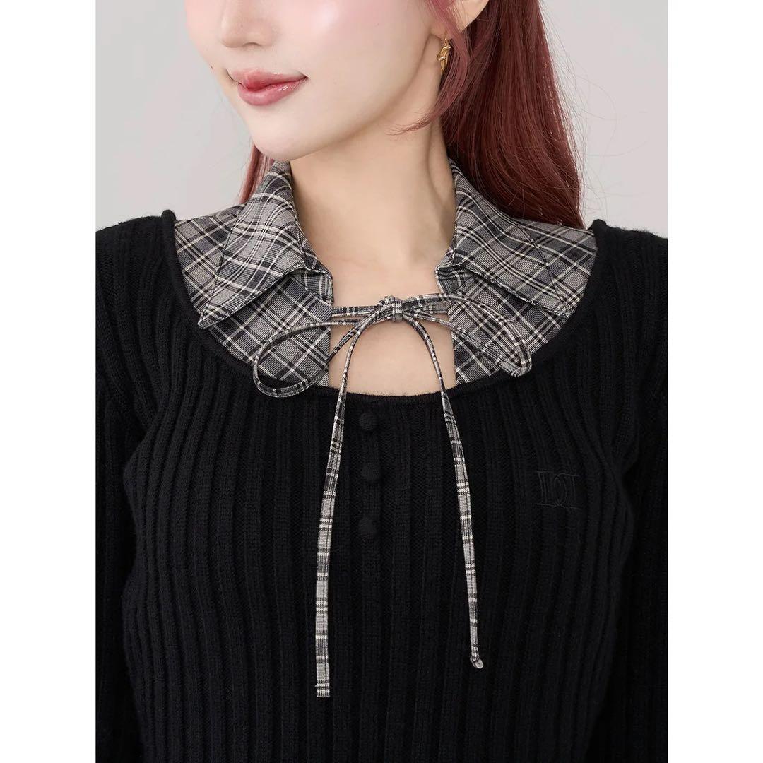 新品タグ付 ダーリッチ グレー レイヤードライクニットミニワンピース フリー