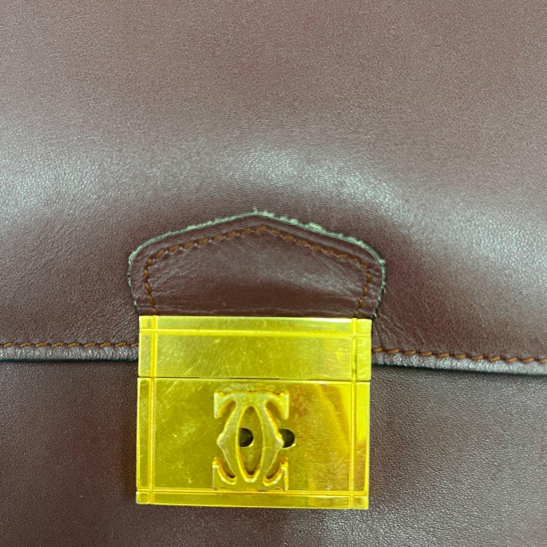 Cartier カルティエ バーガンディ レザー ビジネスバッグ