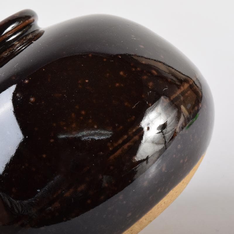 膳所焼　陽炎園造　淡海ぜぜ　茄子　茶入　仕覆付　共箱　M　7080