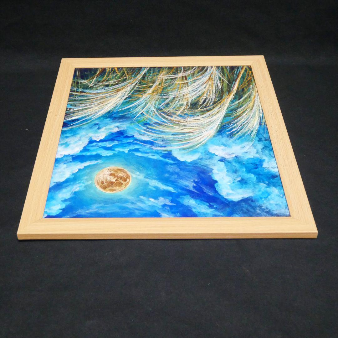 油絵 油彩 油彩画 絵 絵画 【月とススキ】