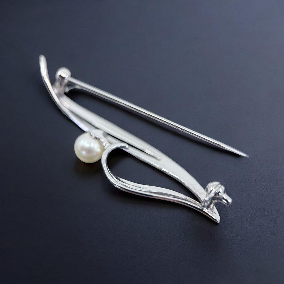 【極上】ミキモト　アコヤ　本真珠　パール　ブローチ　コサージュ　シルバー