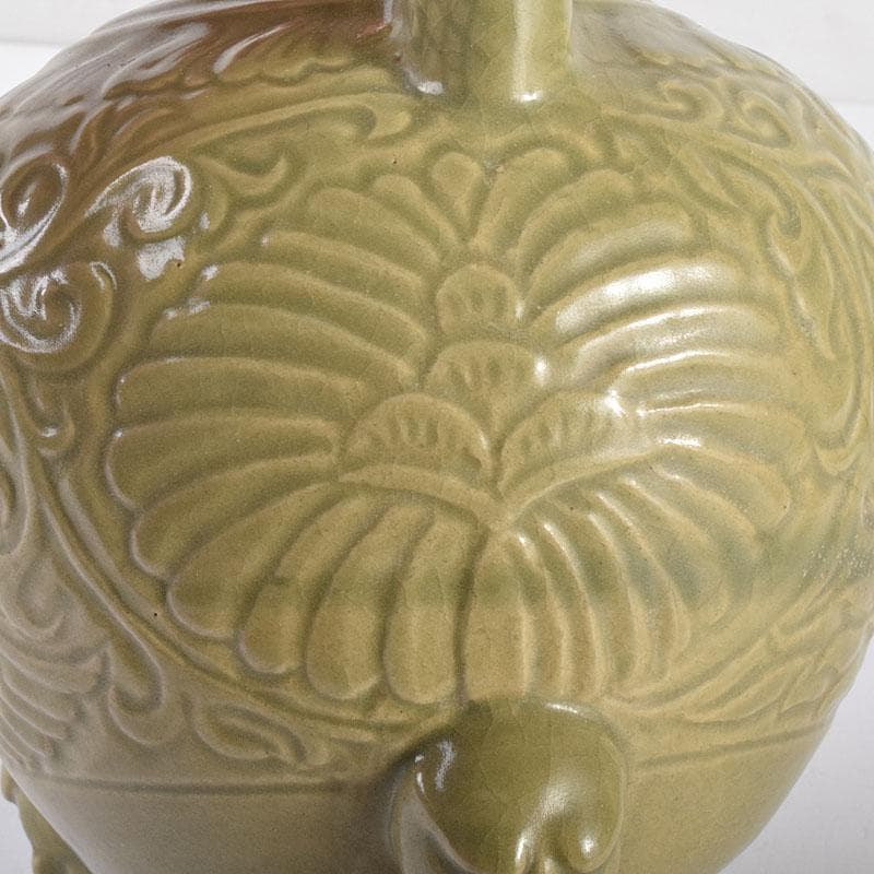 中国　龍泉窯　青磁　三つ足　神獣口水注瓶　C　7054