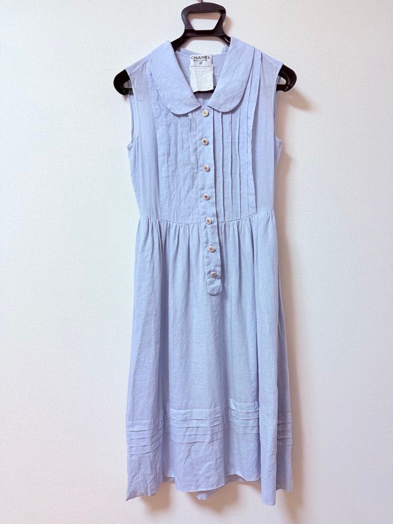 CHANEL BOUTIQUE 薄い青のひざ丈ワンピース