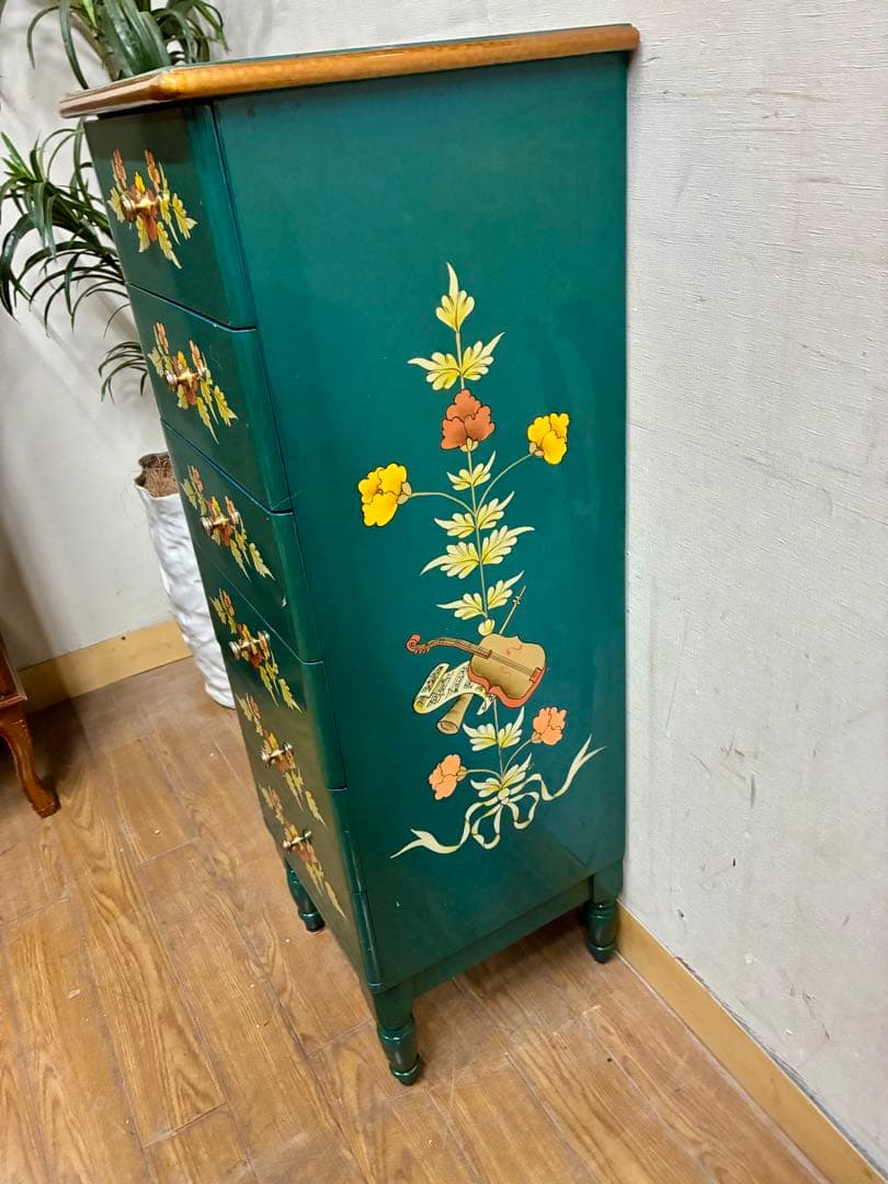 管455☆シノワズリ様式☆バイオリン☆6段チェスト