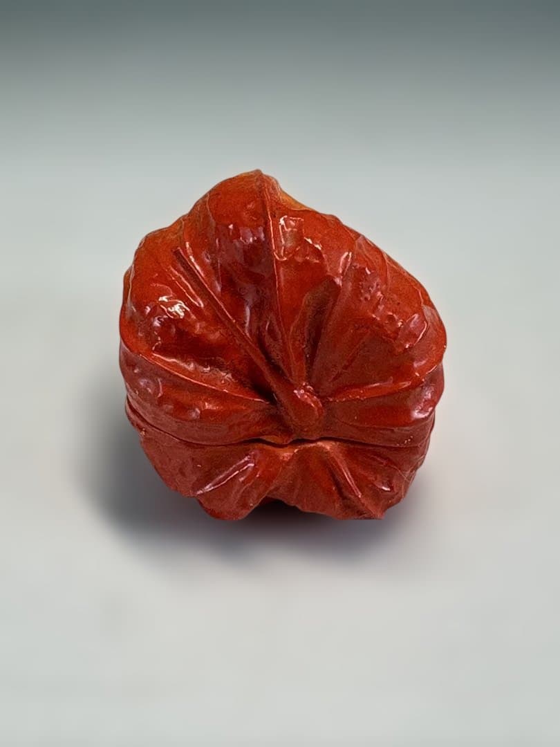 【中古品】粒俵造　乾漆　酸漿香合（共箱）