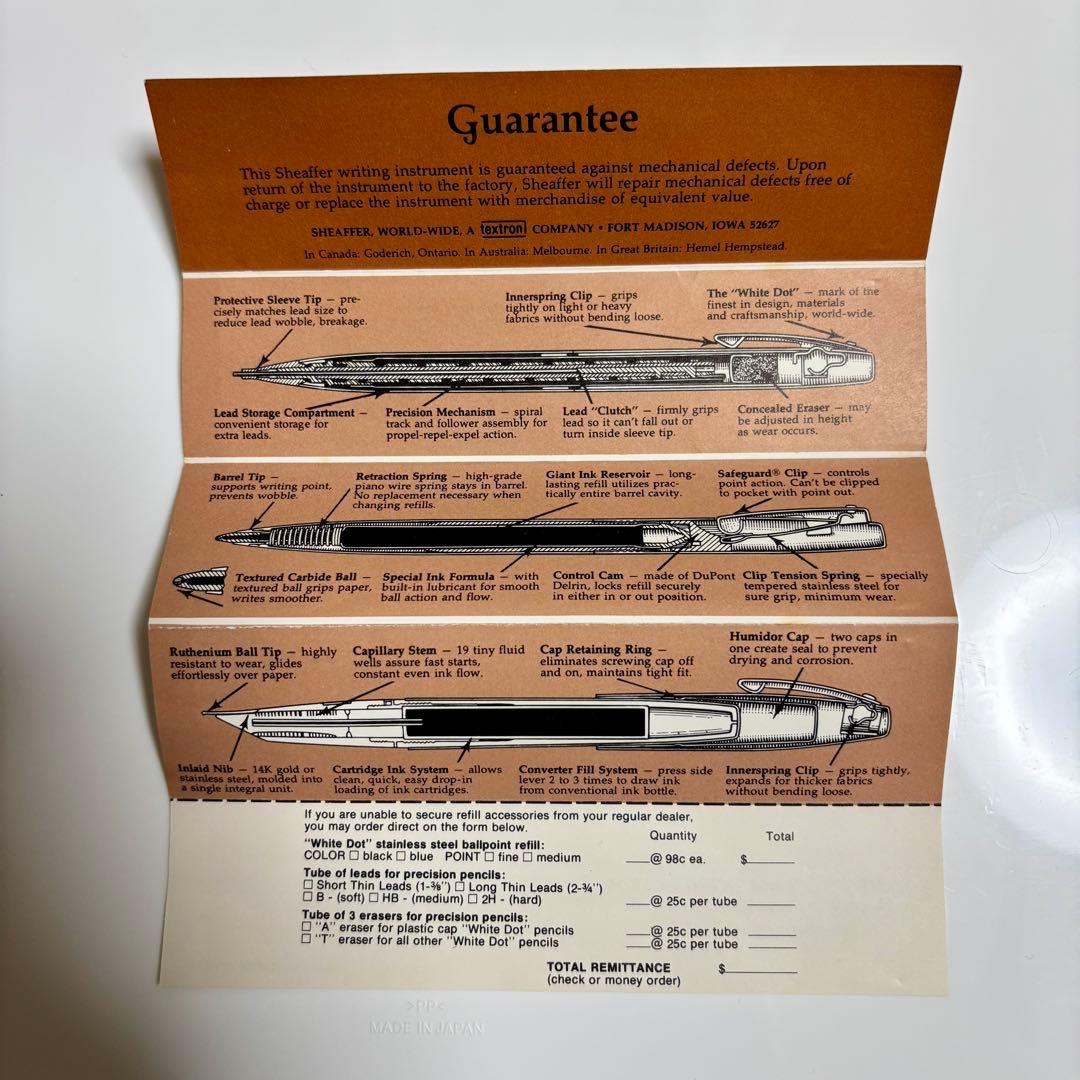 【希少・当時物】シェーファー タルガ スリム 万年筆 専用コンバーター・ケース付