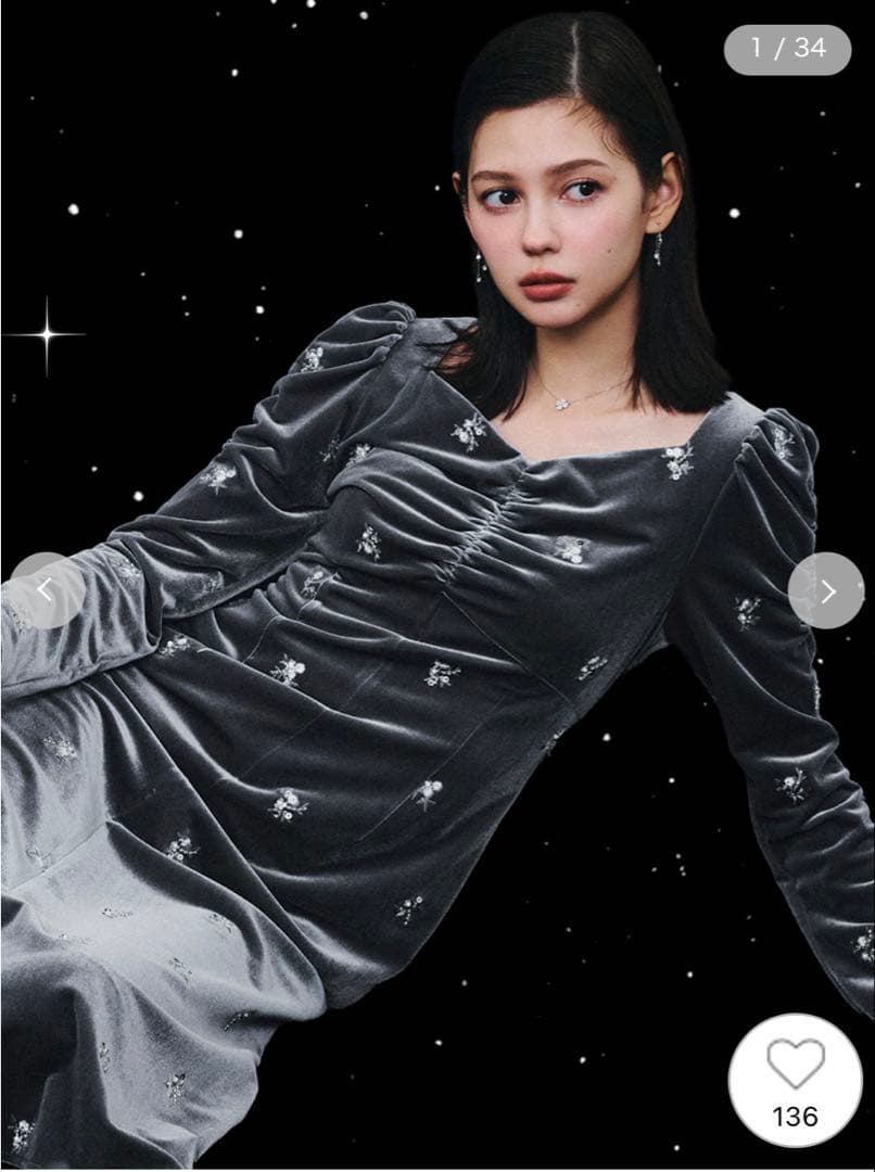 ⭐︎値下げ希望者1時間限定価格⭐︎ネット完売【CELFORD】刺繍ベロアワンピース