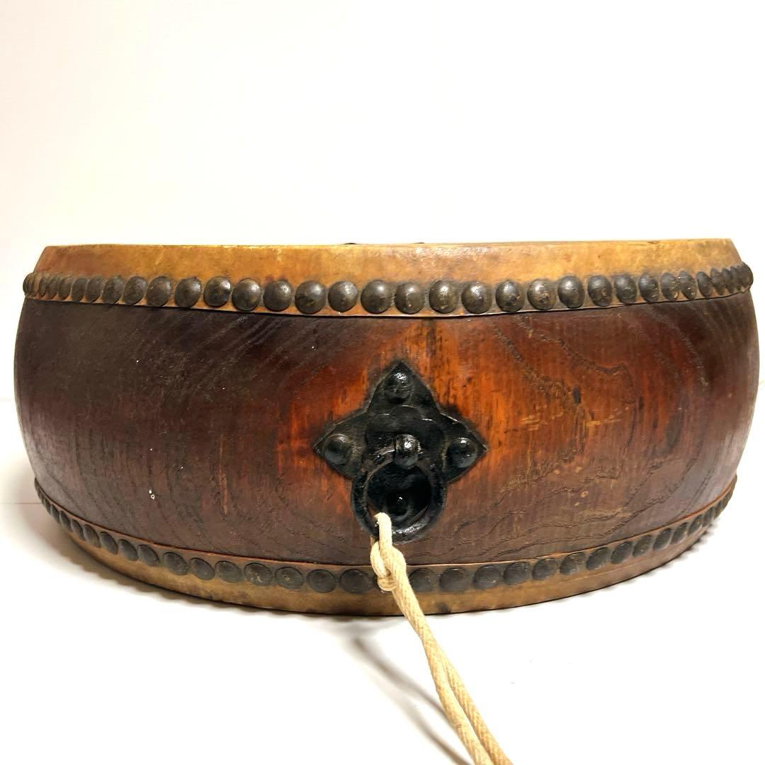 【大型】平太鼓 52.5cm×20cm 古太鼓 歌舞伎囃子 お囃子 古木