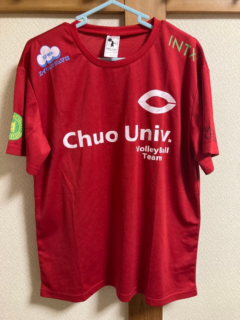 中央大学　バレーボール部　ウォームアップウェア　Tシャツ　バレーボール　赤