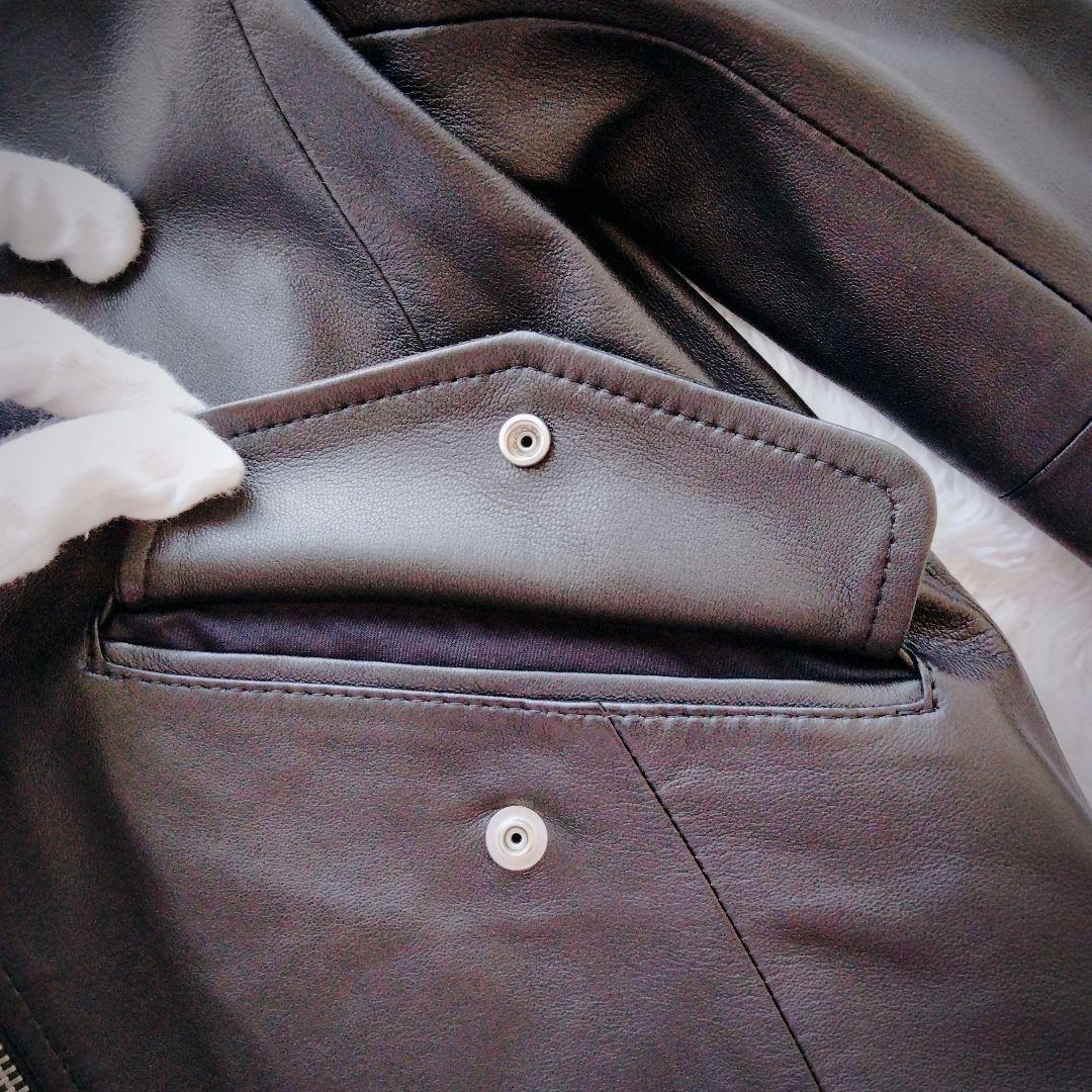 【美品】フレームワーク　ラム　ジップアップ　ライダースジャケット　黒　シングル