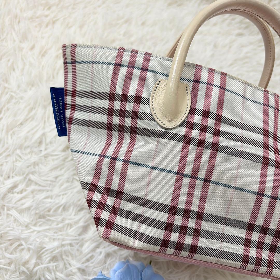 希少✨Burberry Blue Label ピンク 舟形 ミニトートバッグ