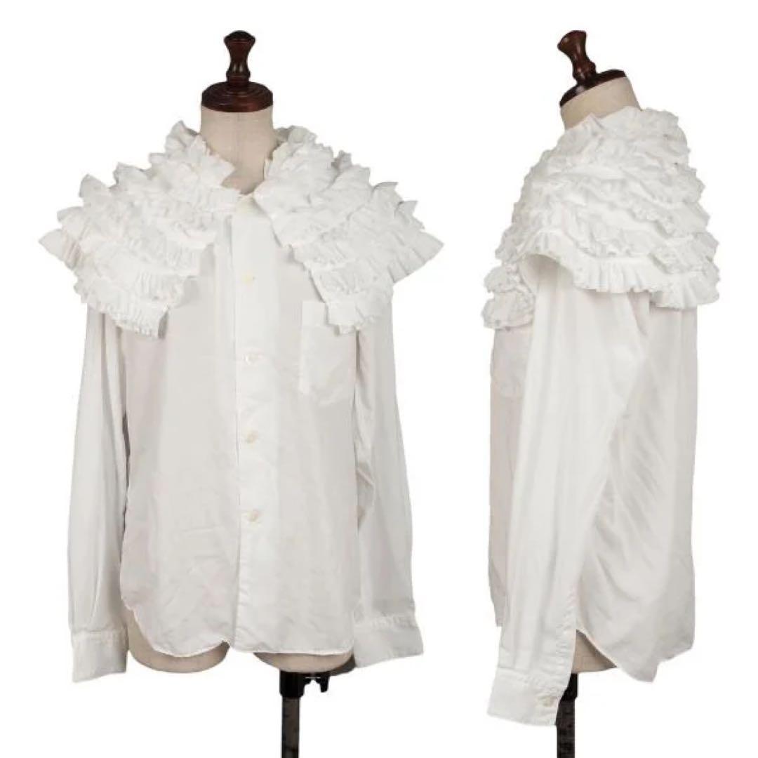 あのちゃん着用　COMME des GARCONS ポリフリルカラーシャツ 白S