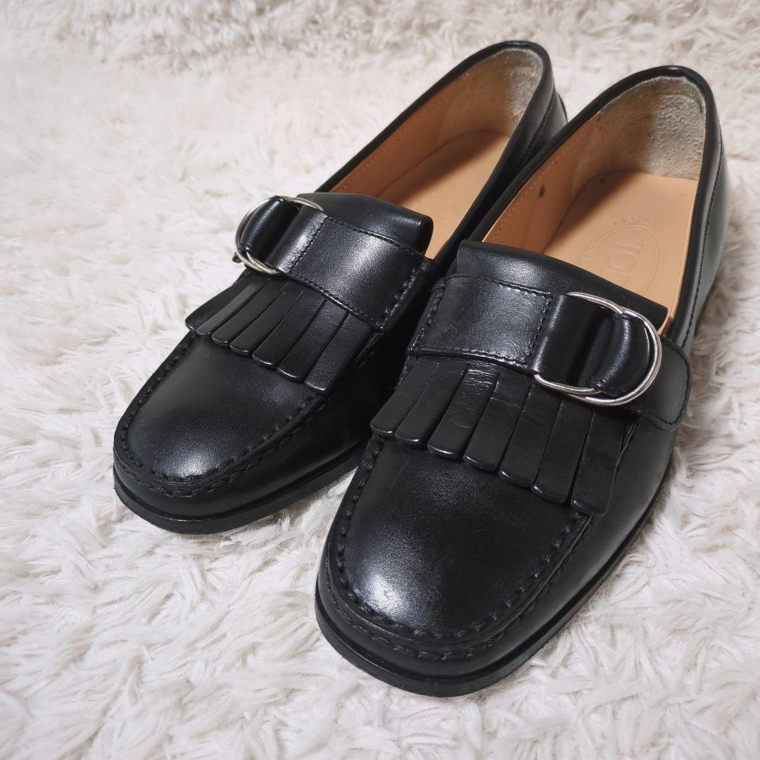 美品！TOD'S　レザービットローファー　24cm　ブラック