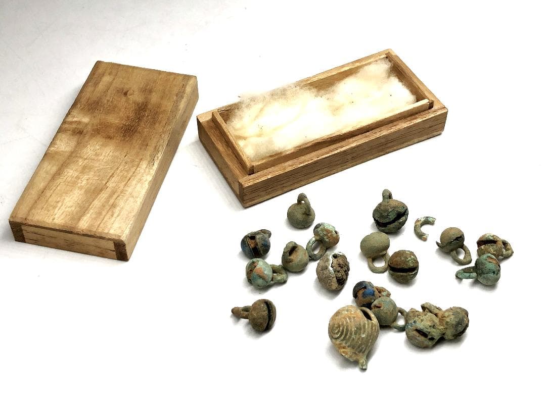 【 クメール青銅環/鈴 】　１２世紀　出土品　多数　蔵出　桐箱入り