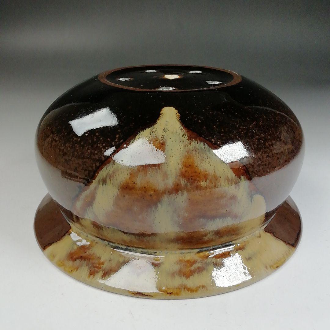 Ｗ１５６　建水　『膳所焼』『エフゴ　建水』『淡海ぜぜ陽炎園 造』　共箱　茶道具