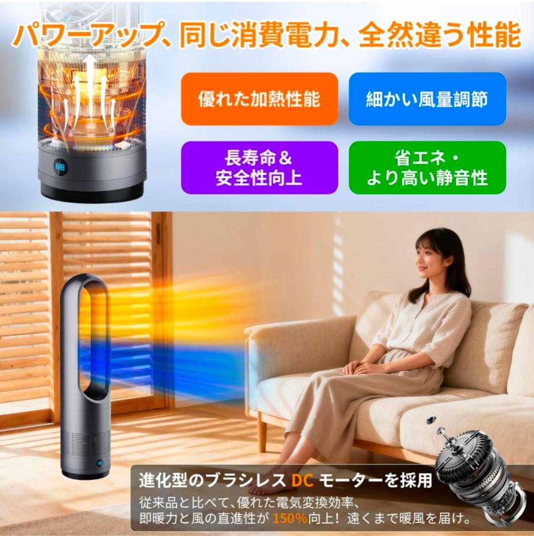 新品！　8〜15畳　セラミックPTC暖房ヒーター リモコン付き 3段階温度設定