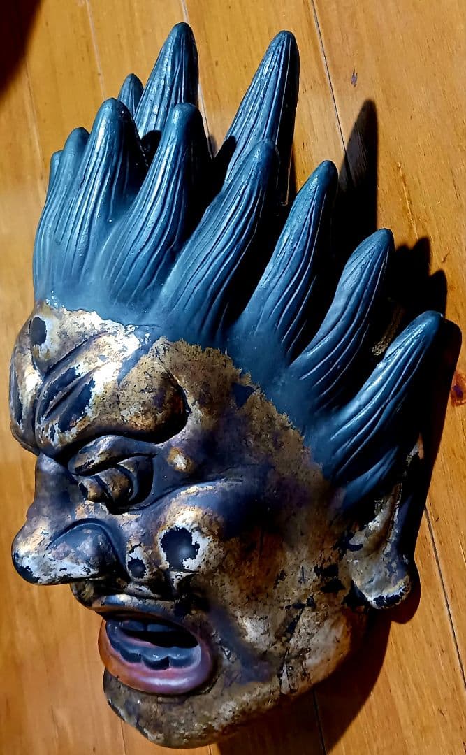 乾漆神楽面 薬師十二神将 代折羅大将 模国宝 ばさら面 壁掛け型 夜叉王