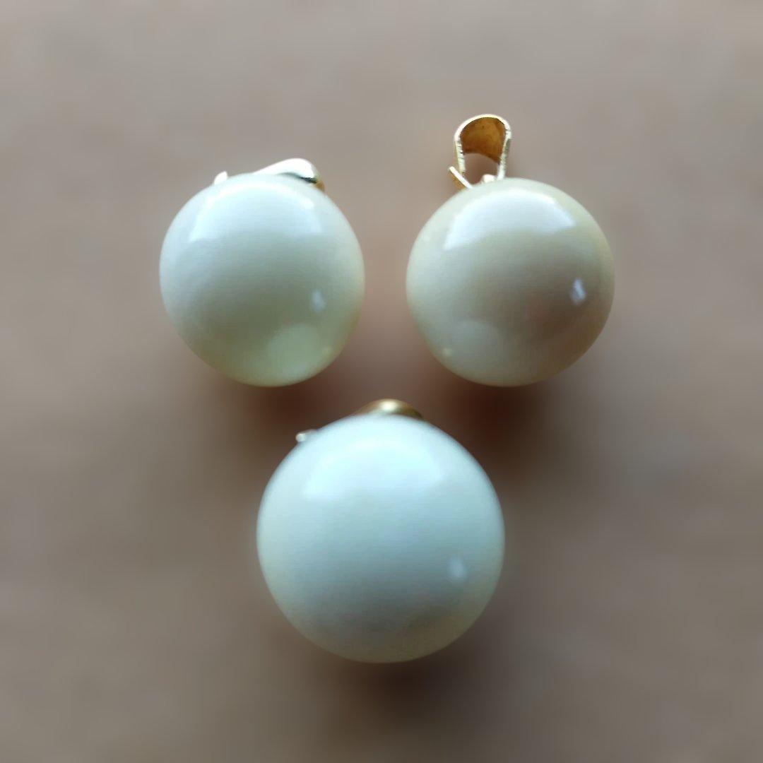 鯨歯　マッコウクジラ　牙玉ペンダントトップ　11.5㎜　10個　①